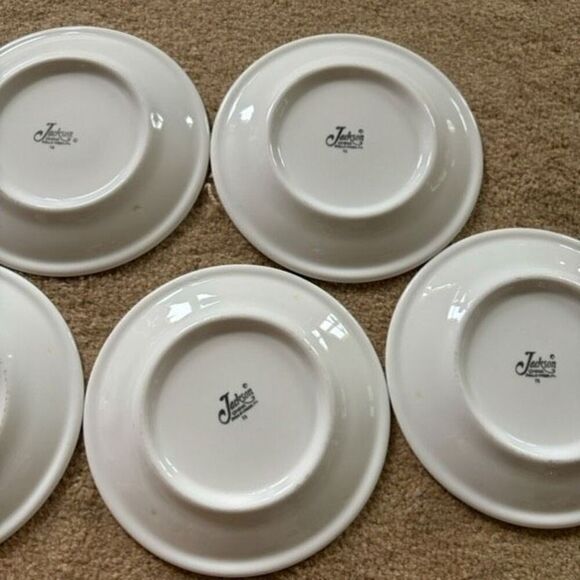 5 Jackson China Vintage Green & White 7” Plates - Picture 7 of 9